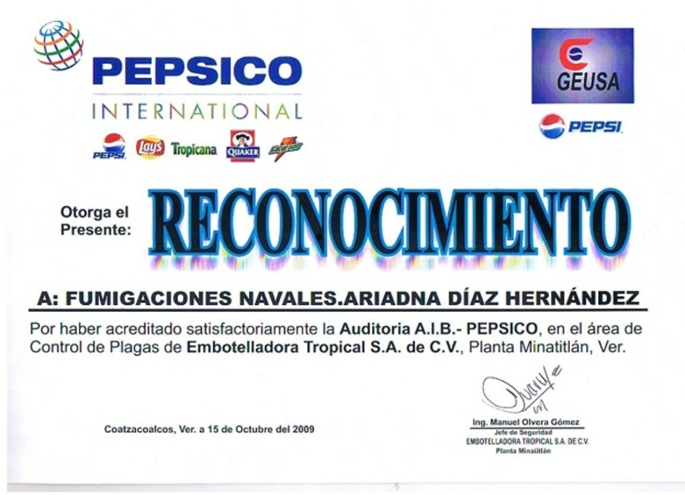 Control sanitario bajo estándares internacionales para PepsiCo